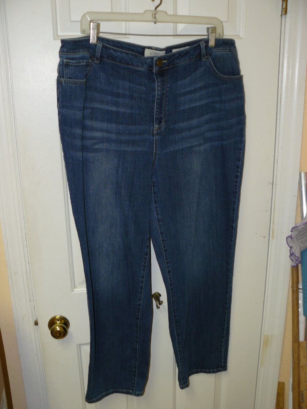 LOGO Lori Goldstein Stretch Denim Boyfriend Blue Jeans Sz 18W